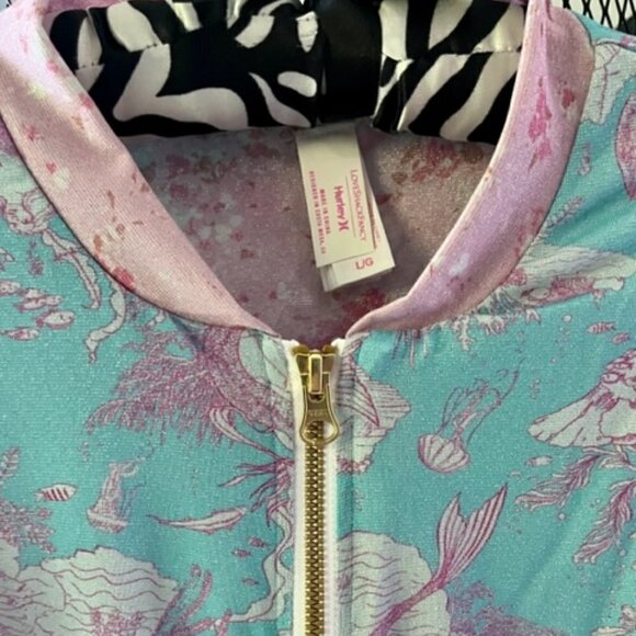 LoveShackFancy X Hurley NWT "Under the Sea" Lurex Mermaid Bomber Jacket Large - Picture 8 of 16